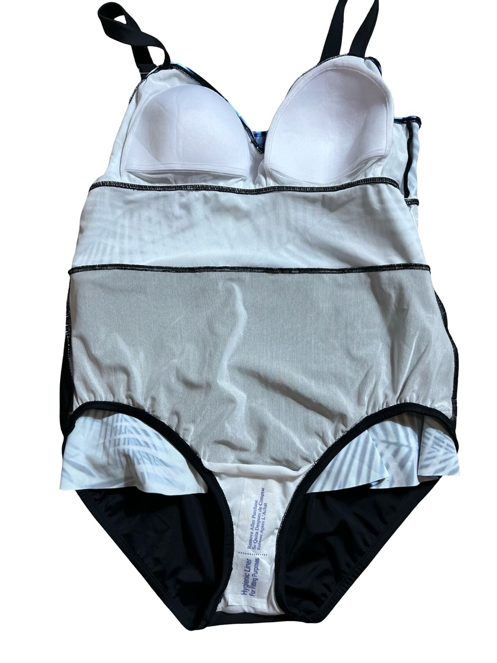 Swim Solutions women’s Triple Tier One Piece Swimsuit Blue Palm Print Size 18 - Picture 6 of 12